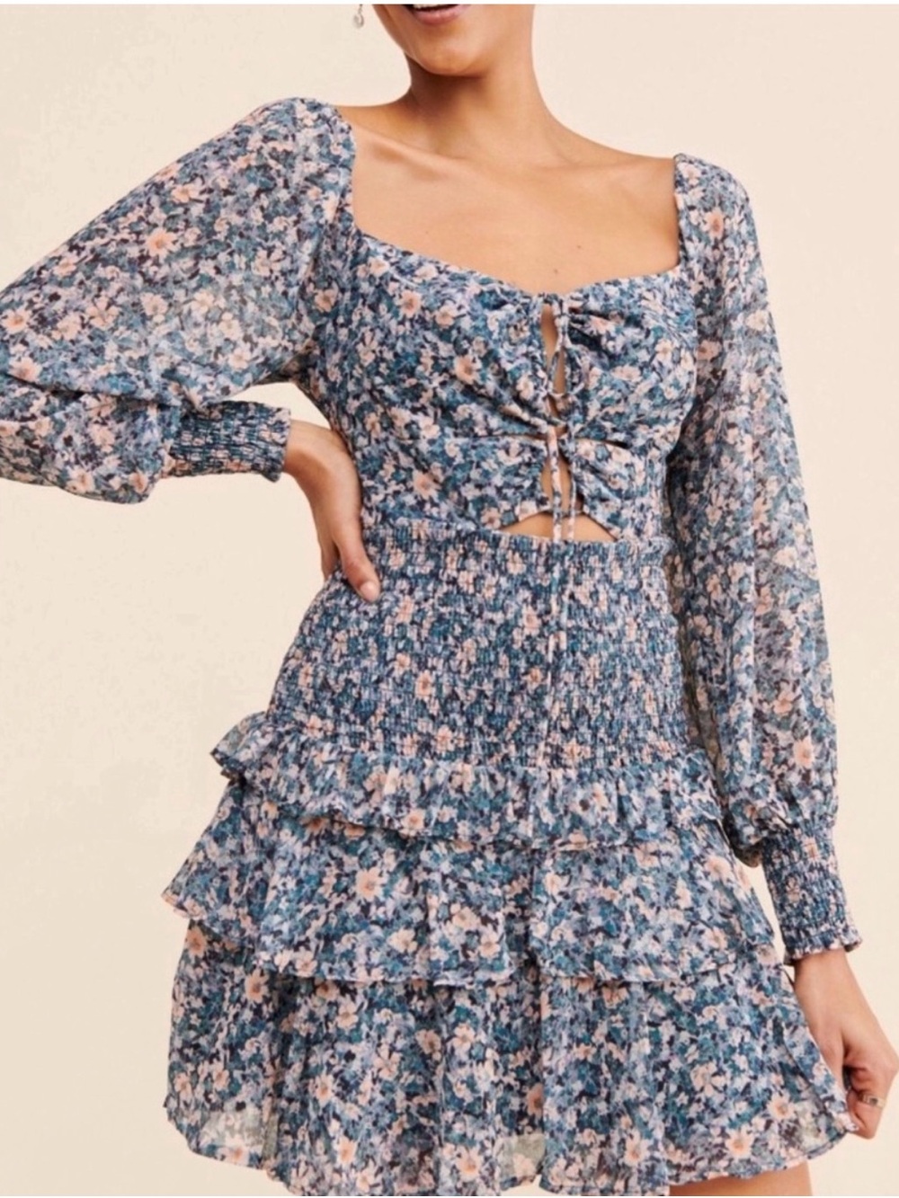 ASTR Marietta Longsleeve Tiered Dress